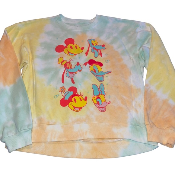Disney Tops - Disney Women’s Sweatshirt Junior Size 15-17 New With Tag Tye Dye Yellow Green